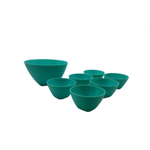 Conjunto de Bowls Sobremesa Tigela Saladeira Pote 7 Peças Verde Água Dehaus