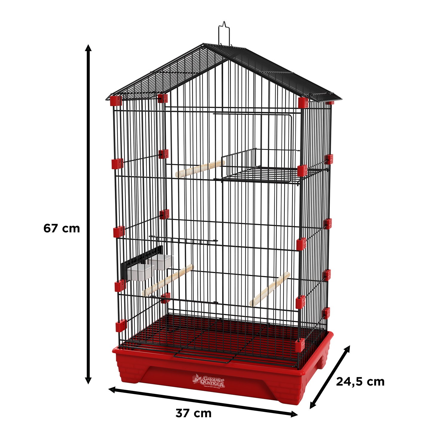 Gaiola Travas Plásticas Malha Fina para Periquito Quatiguá:preto+vermelho - 2