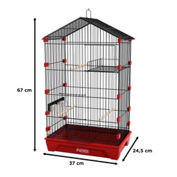 Gaiola Travas Plásticas Malha Fina para Periquito Quatiguá:preto+vermelho - 2