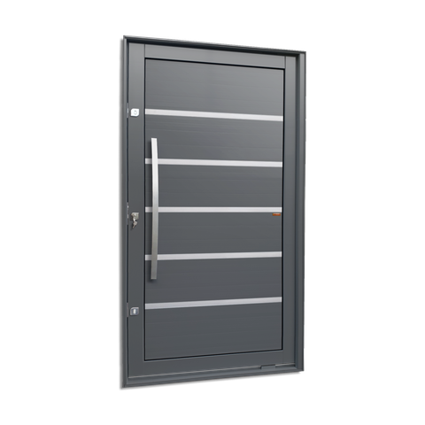 Porta Pivotante Alumínio Lambril Premium c/Pux.Esq. Elite Cinza 240x120 Brimak