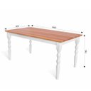 Ver imagem 2 de Mesa Retangular Pés Torneados Madeira Maciça 6 Lugares Gardênia Yescasa Branco/Marrom