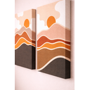 Ver imagem 2 de Conjunto 3 Quadros Decorativos por do Sol Minimalista Tons Terrosos em Tecido Canvas P Sala Quarto