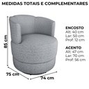 Ver imagem 3 de Poltrona Base Giratoria Marselha Linho Vancouver Cinza Milani Store