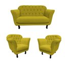 Ver imagem 3 de Kit Namoradeira + 2 Poltronas Decorativa Dália Veludo Amarelo