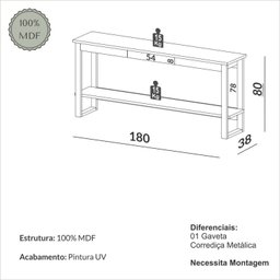 Aparador com 1 Gaveta 80cm X 88cm X 180cm - 3