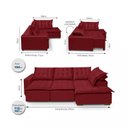 Ver imagem 3 de Sofá de Canto Montana 4 Lugares Retrátil Reclinável 2,70x1,98M Molas Bonnel em Veludo Yescasa