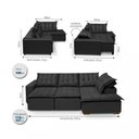 Ver imagem 3 de Sofá de Canto Montana 4 Lugares Retrátil Reclinável 2,70x1,98M Molas Bonnel em Veludo Yescasa