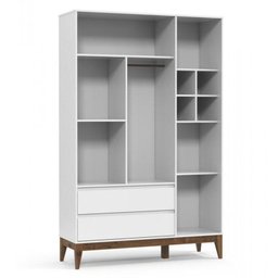 Cômoda com Porta e Guarda Roupa Nature Clean 3 Portas Branco Acetinado Eco Wood - Matic - 3