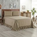 Ver imagem 2 de Kit Cobre Leito Turin Casal Micropercal 400 Fios Colcha com Babado Liso 3 Peças Bege