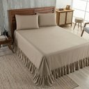 Ver imagem 4 de Kit Cobre Leito Turin Casal Micropercal 400 Fios Colcha com Babado Liso 3 Peças Bege