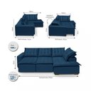 Ver imagem 3 de Sofá de Canto Montana 4 Lugares Retrátil Reclinável 2,70x1,98M Molas Bonnel em Veludo Yescasa