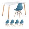 KIT - Mesa de jantar retangular Eames 80 x 120 cm branco + 4 cadeiras Eiffel DSW Turquesa - 1