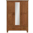 Ver imagem 2 de Guarda Roupa Solteiro com Espelho 3 Portas 2 Gavetas Madeira Maciça Selena F06 Castanho - Lyam
