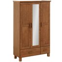 Ver imagem 7 de Guarda Roupa Solteiro com Espelho 3 Portas 2 Gavetas Madeira Maciça Selena F06 Castanho - Lyam