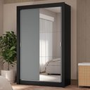 Ver imagem 1 de Guarda-roupa Solteiro 2 Portas de Correr com Espelho 4 Gavetas Preto/cinza Vivare Plus Madesa Preto/