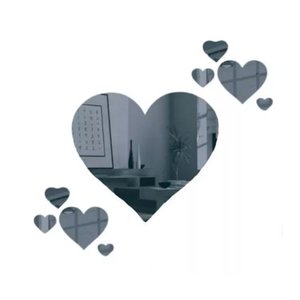 Espelhos Decorativo Coração Quarto Sala Cozinha 7 Pçs