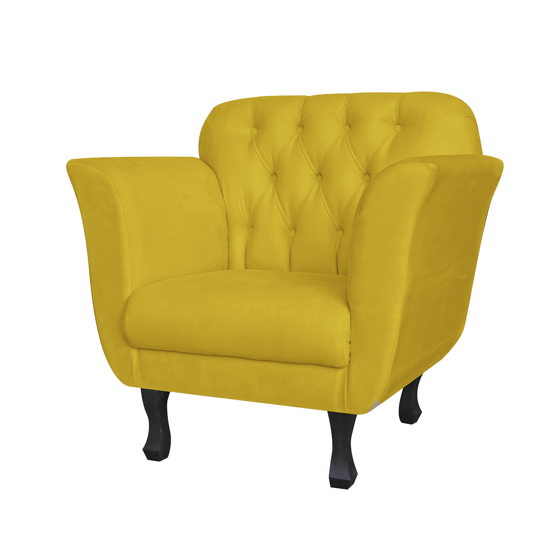 Poltrona Decorativa Com Capitone Para Clínica Juliana Suede Amarelo - DL Decor - 1