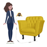 Poltrona Decorativa Com Capitone Para Clínica Juliana Suede Amarelo - DL Decor - 4