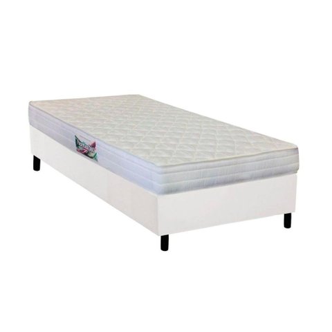 Cama Box Solteiro: Colchão Ortopédico Herval AG65 Firme Frontier + Base CRC Courano White(88x188)