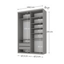 Ver imagem 3 de Guarda-Roupa Solteiro 100% MDF BP 2 Portas 2 Gavetas Liege Urbi