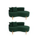 Ver imagem 1 de Kit 02 Sofá Orgânico 2 Lugares C/2 Almofadas Curvo Sala Recepção Veludo Verde - Montanaris Decor