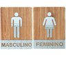 Placa Sinalização Banheiro Wc Masculino Feminino Acrílico Premium Wood 2 Peças 20x15cm - 1