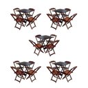 Ver imagem 1 de Kit 5 Jogos De Mesa Dobravel Com 4 Cadeiras De Madeira 70X70 Para Restaurante E Bar - Imbuia