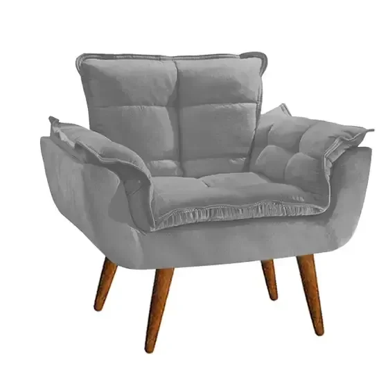 Poltrona Opala 1 Lugar Cinza Base Palito Imbuia