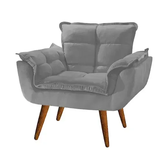 Ver imagem 3 de Poltrona Opala 1 Lugar Cinza Base Palito Imbuia