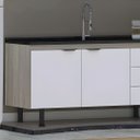 Ver imagem 2 de Gabinete de Cozinha 2 Portas Armário 100% MDF Multiuso 144cm:Madeirado/Branco