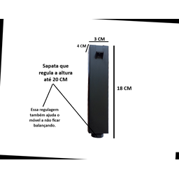 Kit 4 Pés de Bancadas Gabinetes Cozinha Ita 18 a 20cm Preto - 3