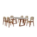 Ver imagem 1 de Conjunto Sala de Jantar Mesa Viena 160x90cm Tampo Retângular Vidro/MDF Off White com 6 Cadeiras Évor