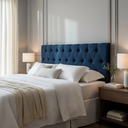 Ver imagem 3 de Cabeceira Estofada Casal Modelo Capitonê 140x60cm Produto na Cor Azul Marinho