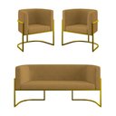 Ver imagem 1 de Kit Sofá 2 Lugares + 2 Poltronas para Recepção – Balaqui Cor:capuccino