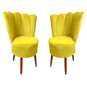 Ver imagem 1 de Kit 2 Cadeiras Decorativa Pétala Veludo Premium Pés Retrô Palito Sala e Quarto Amarelo