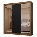 Ver imagem 3 de Guarda-roupa Casal 3 Portas de Correr com Espelhos 2 Gavetas Rustic/preto Sublime Madesa