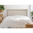 Ver imagem 1 de Cabeceira Casal Reta Luxo 140x60 Courino Off White - Tachas Fumê
