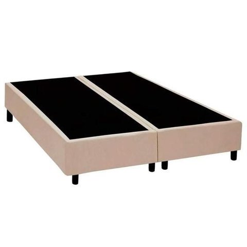 Base Box Casal Bipartido Sintético Bege 30x138x188