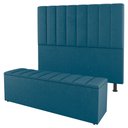 Ver imagem 1 de Kit Cabeceira e Baú Cama Box Queen Size Cora 160cm Suede Turquesa - Abmaza