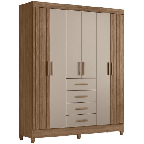 Guarda Roupa Casal 165cm 6 Portas Khani Carvalho/fendi Z17 - Mpozenato