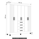 Ver imagem 4 de Guarda Roupa Casal 165cm 6 Portas Khani Carvalho/fendi Z17 - Mpozenato