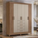 Ver imagem 2 de Guarda Roupa Casal 165cm 6 Portas Khani Carvalho/fendi Z17 - Mpozenato