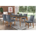 Ver imagem 1 de Conjunto: Mesa Sala Jantar Londrina C/ Tampo Madeirado C/ Vidro Canto Curvo 180x90cm e 6 Cadeiras