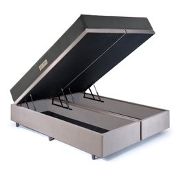 Cama Baú King 193x203 Suede Bege com Dual Firm Espuma Ecoflex - 8