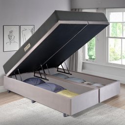 Cama Baú King 193x203 Suede Bege com Dual Firm Espuma Ecoflex - 3