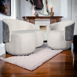 Jogo Sofá + 2 Poltronas Bia para Recepção Consultório e Clínica - Boucle Bege/cinza:boucle Bege/cinz - 3
