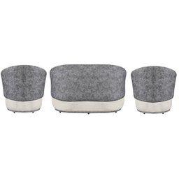 Jogo Sofá + 2 Poltronas Bia para Recepção Consultório e Clínica - Boucle Bege/cinza:boucle Bege/cinz - 4