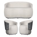 Ver imagem 1 de Jogo Sofá + 2 Poltronas Bia para Recepção Consultório e Clínica - Boucle Bege/cinza:boucle Bege/cinz