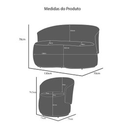 Jogo Sofá + 2 Poltronas Bia para Recepção Consultório e Clínica - Boucle Bege/cinza:boucle Bege/cinz - 2