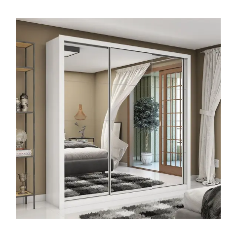 Guarda Roupa Clara Premium com Espelho Branco - Carioca